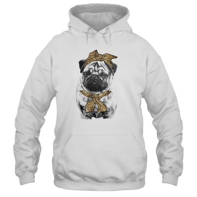 Cute Pug Mom Leopard Dog Bandana Mother Day Women Girl-T-Shirt & Tank Top-Pullover Hoodie-White