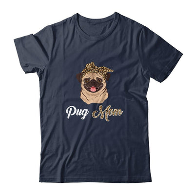 Cute Pug Mom Leopard Dog Mom Mothers Day-T-Shirt & Tank Top-Classic T-Shirt-Navy