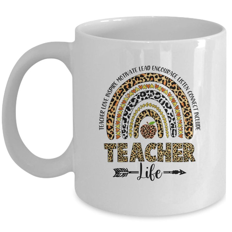 Cute Rainbow Teacher Life Teacher Last Day Of School Mug-Coffee Mug-Mug-White
