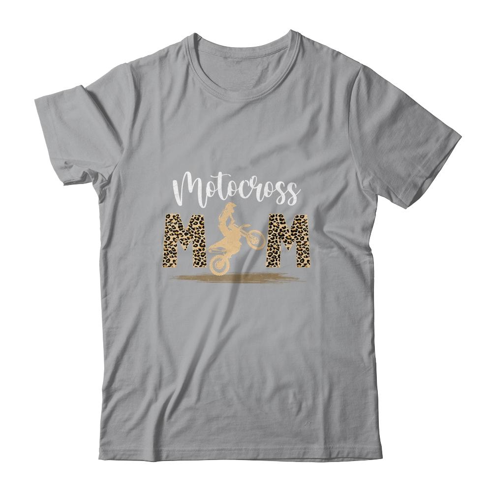 Cute Women's Motocross Moto Mom Leopard Biker-T-Shirt & Tank Top-Classic T-Shirt-Sport Grey