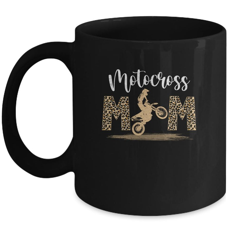 Cute Women's Motocross Moto Mom Leopard Biker Mug-Coffee Mug-Mug-Black