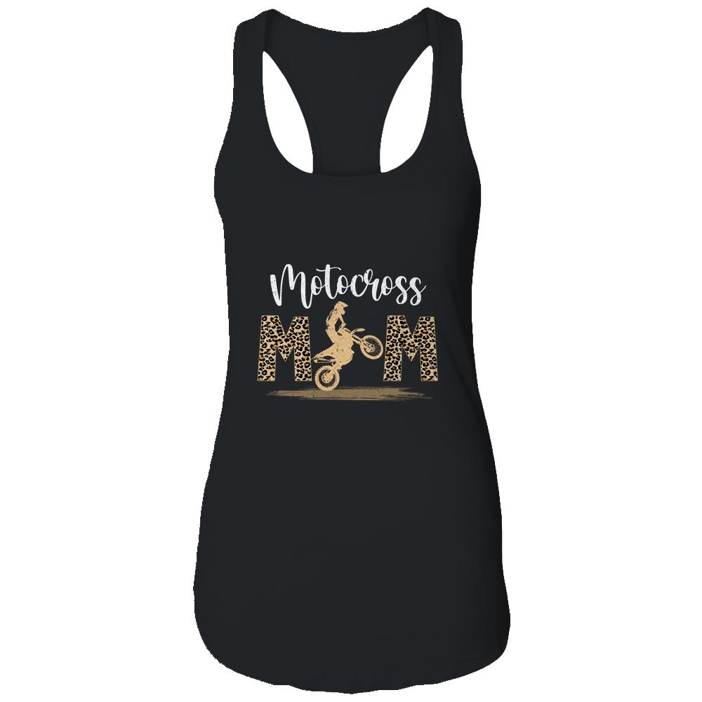 Cute Women's Motocross Moto Mom Leopard Biker-T-Shirt & Tank Top-Women's Ideal Racerback Tank-Black