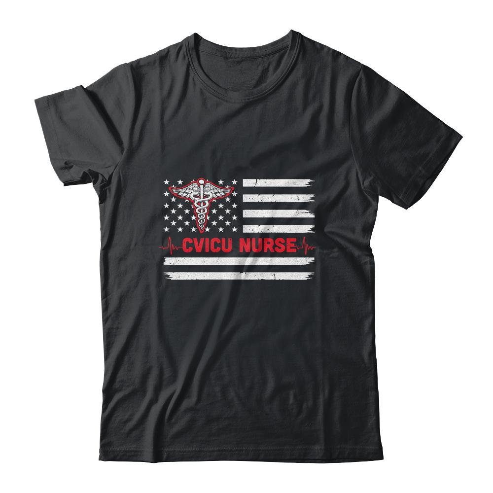 Cvicu Nurse American Flag Patriotic RN Registered Nurse Gift-T-Shirt & Hoodie-Classic T-Shirt-Black