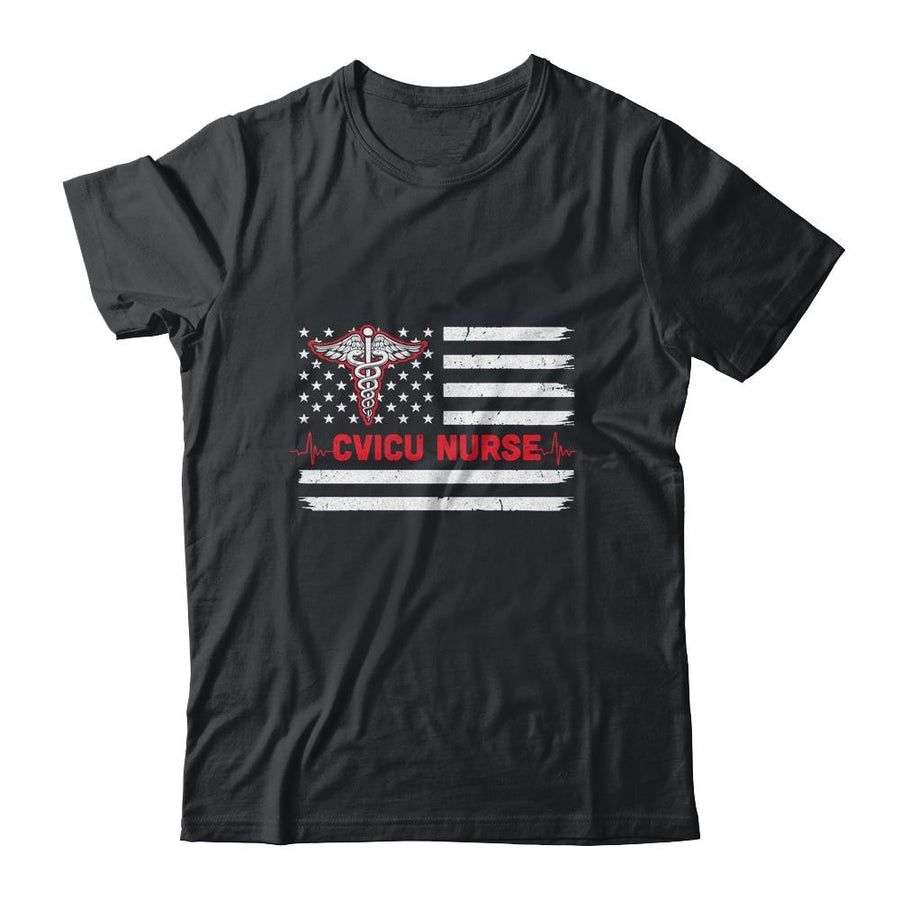 Cvicu Nurse American Flag Patriotic RN Registered Nurse Gift-T-Shirt & Hoodie-Classic T-Shirt-Black