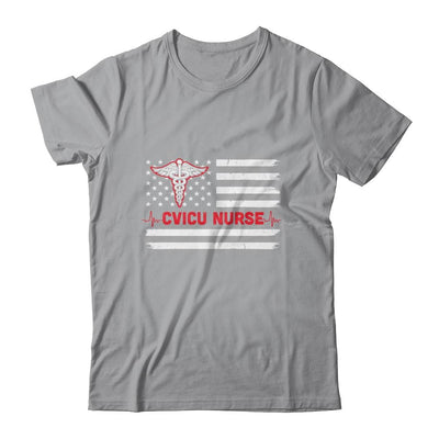 Cvicu Nurse American Flag Patriotic RN Registered Nurse Gift-T-Shirt & Hoodie-Classic T-Shirt-Sport Grey