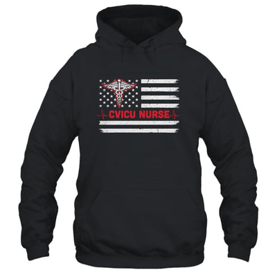 Cvicu Nurse American Flag Patriotic RN Registered Nurse Gift-T-Shirt & Hoodie-Pullover Hoodie-Black
