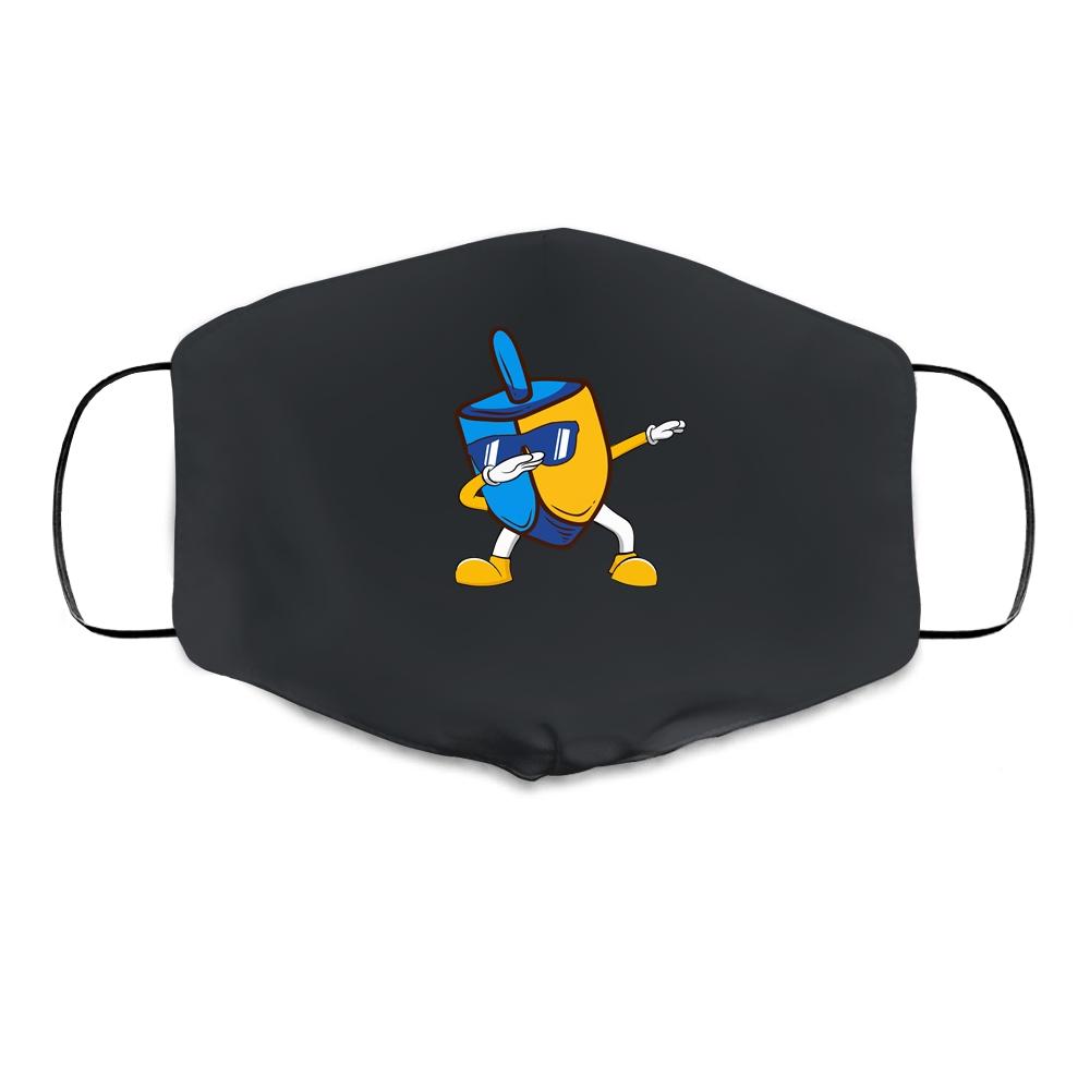 Dabbing Dreidel Hanukkah Dancing Chanukah Kids Girls Boys Cloth Face Mask-Cloth Face Mask-Cloth Face Mask-Black
