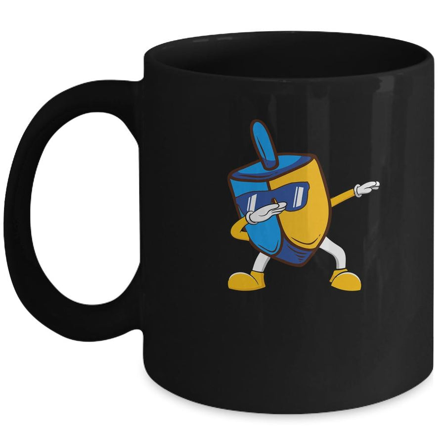 Dabbing Dreidel Hanukkah Dancing Chanukah Kids Girls Boys Mug-Coffee Mug-Mug-Black