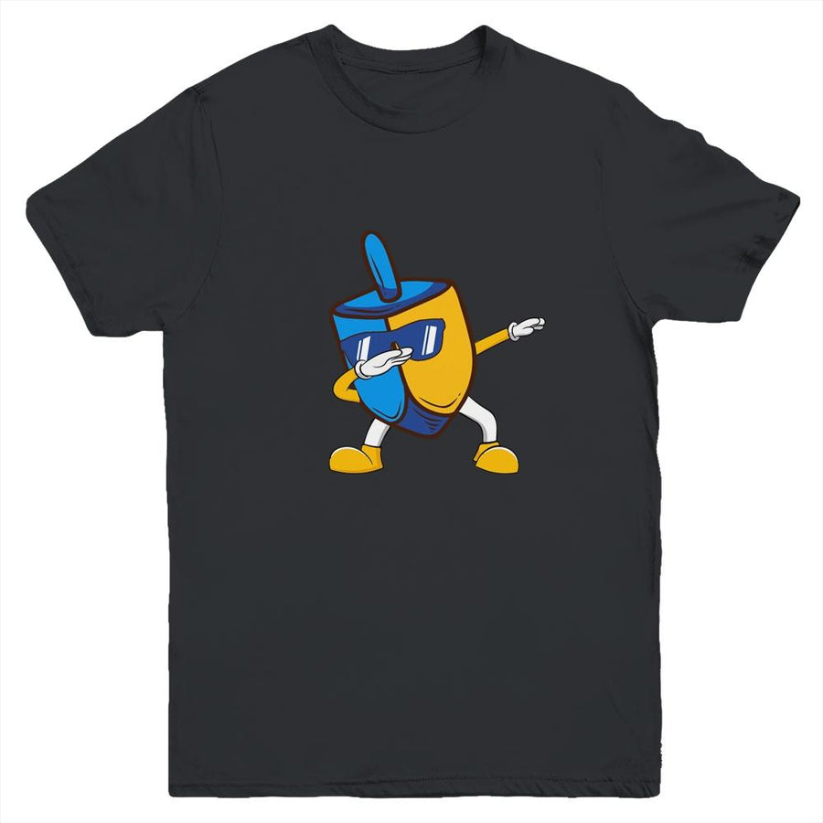 Dabbing Dreidel Hanukkah Dancing Chanukah Kids Girls Boys Youth-Youth Shirt-Youth T-Shirt-Black