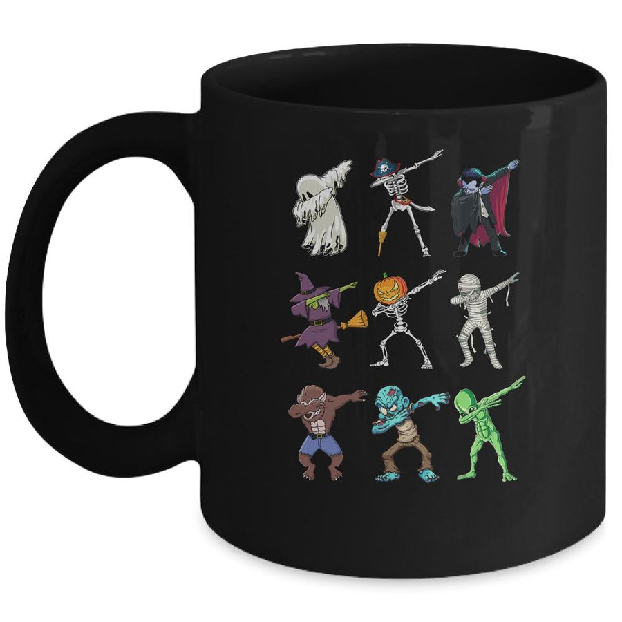 Dabbing Halloween Skeleton Monsters Mug-Coffee Mug-Mug-Black