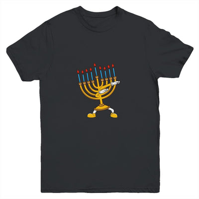 Dabbing Menorah Hanukkah Dancing Chanukah Kids Girls Boys Youth-Youth Shirt-Youth T-Shirt-Black