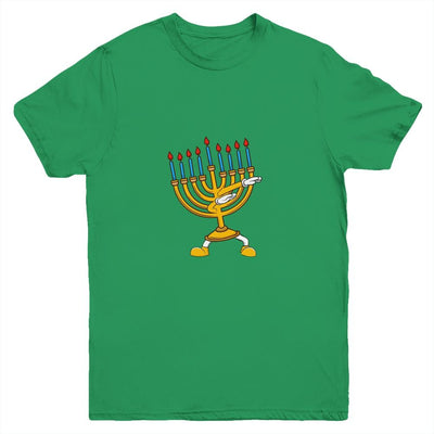 Dabbing Menorah Hanukkah Dancing Chanukah Kids Girls Boys Youth-Youth Shirt-Youth T-Shirt-Irish Green