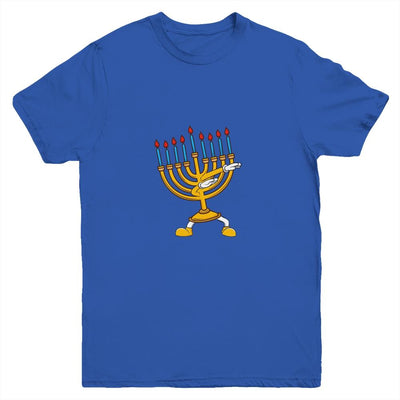 Dabbing Menorah Hanukkah Dancing Chanukah Kids Girls Boys Youth-Youth Shirt-Youth T-Shirt-Royal