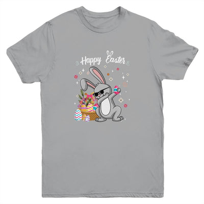 Dabbing Rabbit Easter Day Eggs Bunny Dab Boys Girls Kid Youth-Youth Shirt-Youth T-Shirt-Sport Grey