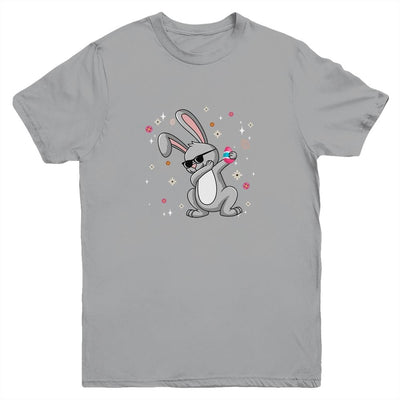 Dabbing Rabbit Easter Day Eggs Dab Boys Girls Kid Bunny Youth-Youth Shirt-Youth T-Shirt-Sport Grey
