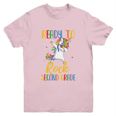 Dabbing Ready To Rock 2nd Grade Unicorn Back To School Youth-Youth Shirt-Youth T-Shirt-Light Pink