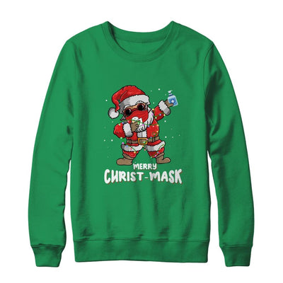 Dabbing Santa Christmas Wear Mask Tree Lights Quarantine-T-Shirt & Sweatshirt-Crewneck Sweatshirt-Irish Green