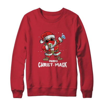 Dabbing Santa Christmas Wear Mask Tree Lights Quarantine-T-Shirt & Sweatshirt-Crewneck Sweatshirt-Red