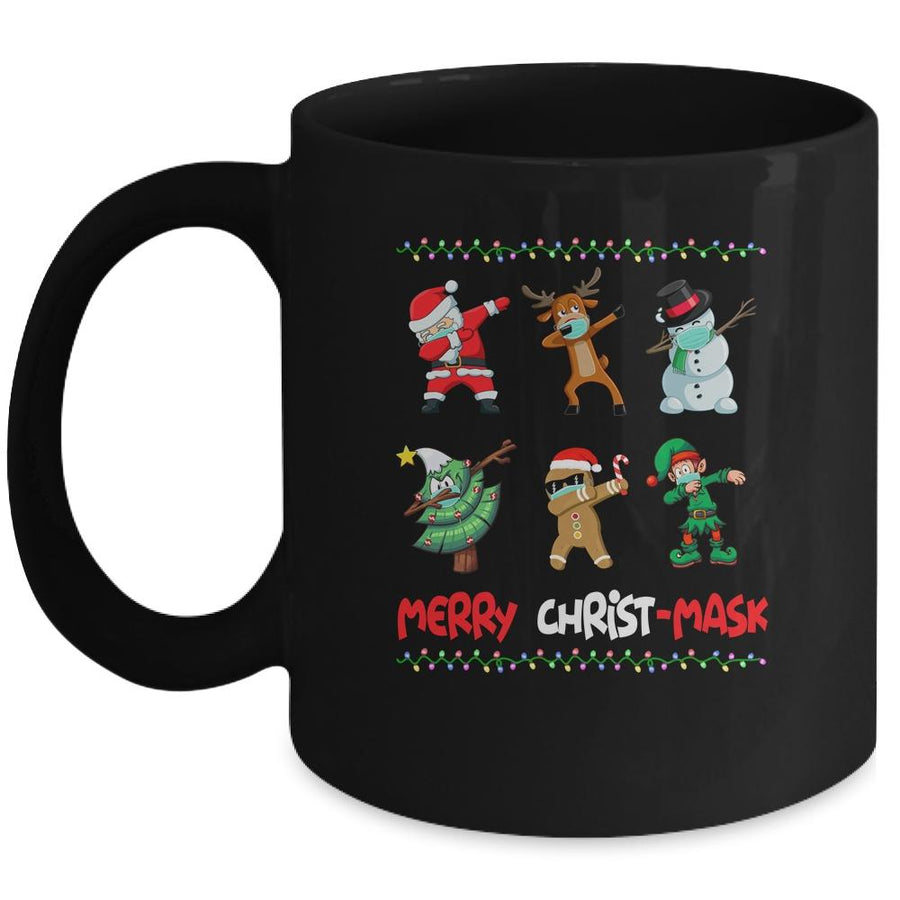 Dabbing Santa Wearing Mask Quarantine Christmas Mug-Coffee Mug-Mug-Black