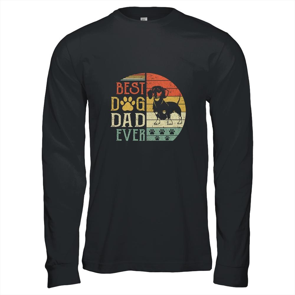 Dachshund Best Dog Dad Ever Vintage Father's Day Retro-T-Shirt & Hoodie-Long Sleeve T-Shirt-Black