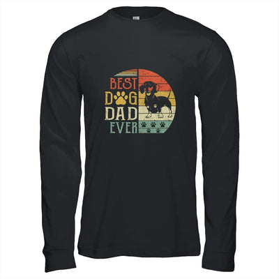 Dachshund Best Dog Dad Ever Vintage Father's Day Retro-T-Shirt & Hoodie-Long Sleeve T-Shirt-Black