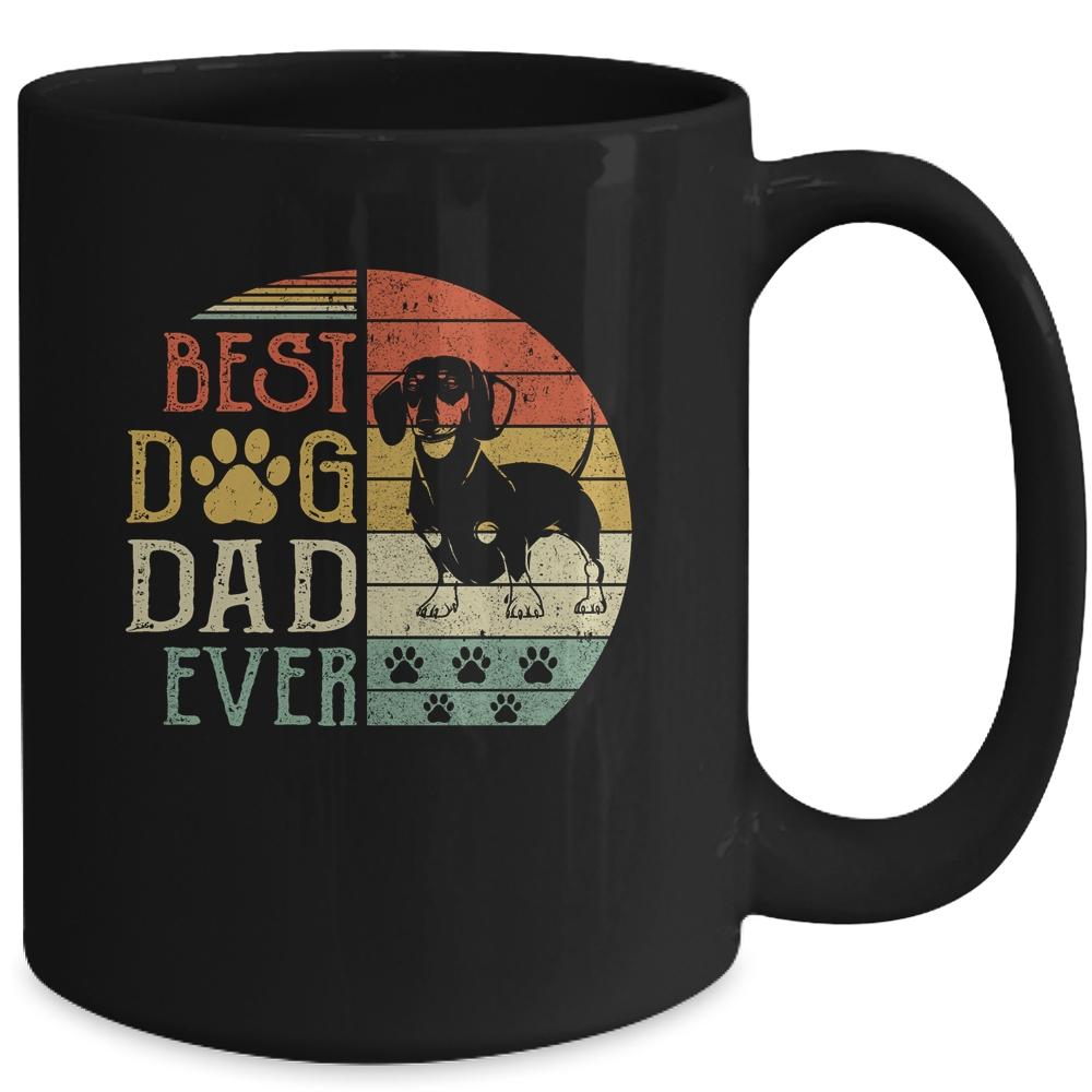 Dachshund Best Dog Dad Ever Vintage Father's Day Retro Mug-Coffee Mug-