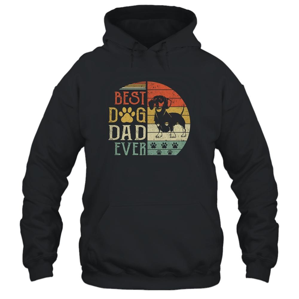 Dachshund Best Dog Dad Ever Vintage Father's Day Retro-T-Shirt & Hoodie-Pullover Hoodie-Black