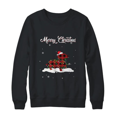Dachshund Christmas Red Plaid Dog Lover Pajama Family Gift-T-Shirt & Sweatshirt-Crewneck Sweatshirt-Black