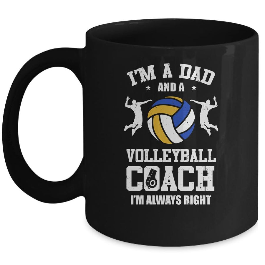 Dad Volleyball Im A Dad And A Volleyball Coach Funny Mug-Coffee Mug-Mug-Black