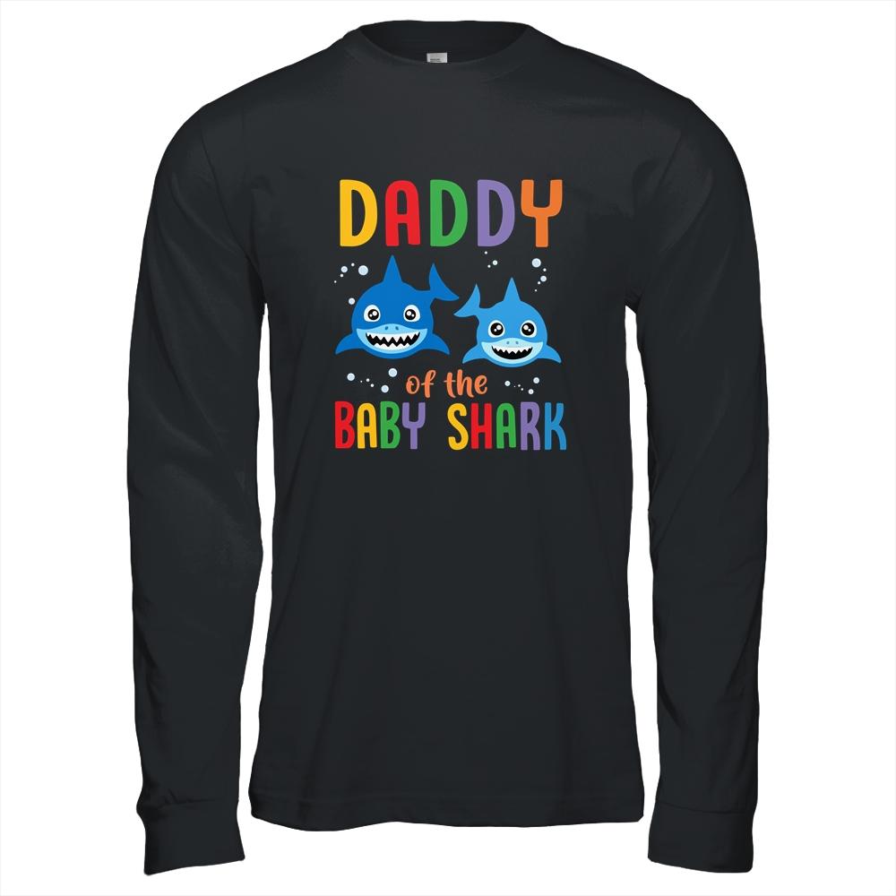 Daddy Of The Baby Shark Birthday Daddy Shark-T-Shirt & Hoodie-Long Sleeve T-Shirt-Black