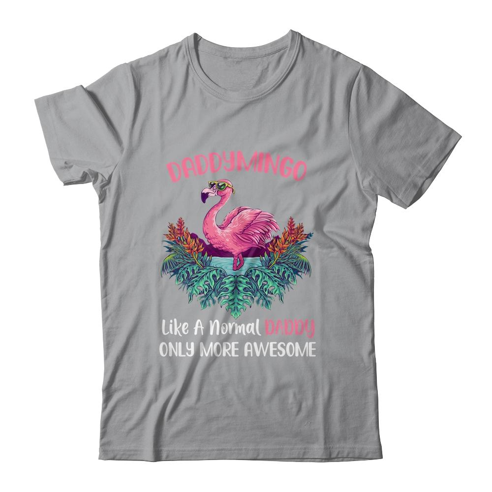 Daddymingo Like An Daddy Only Awesome Floral Flamingo Gift-T-Shirt & Hoodie-Classic T-Shirt-Sport Grey