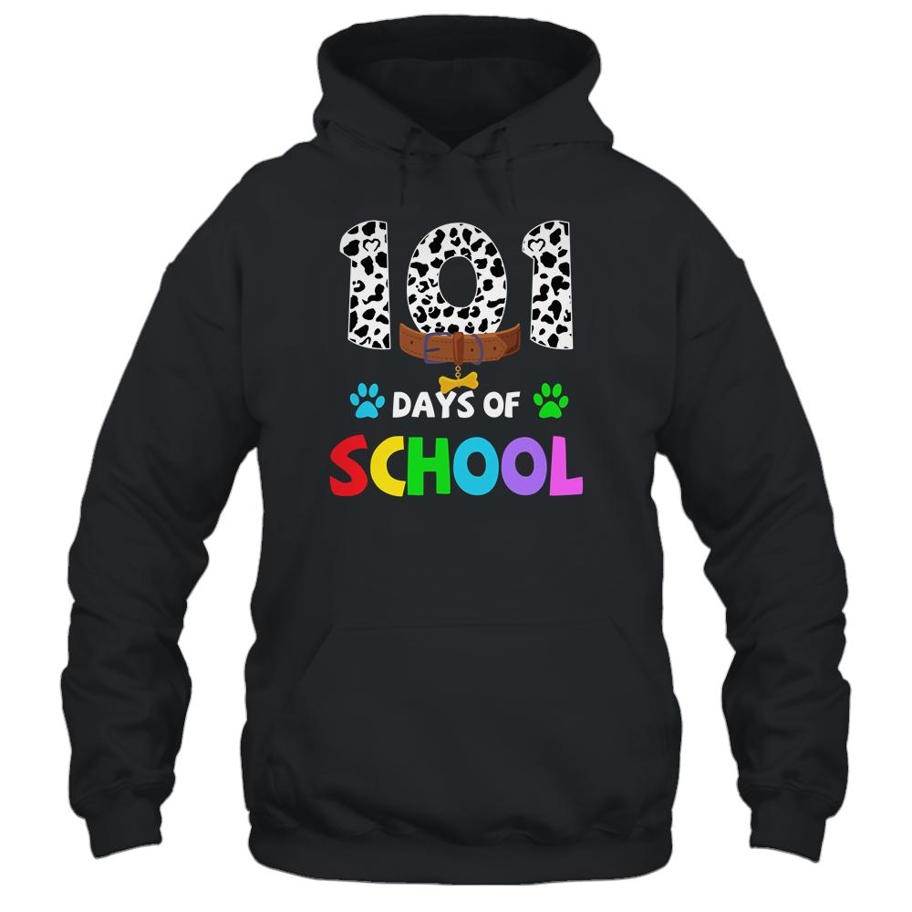 Dalmation Dog 101 Days Of School Teachers Kids Gift-T-Shirt & Hoodie-Pullover Hoodie-Black