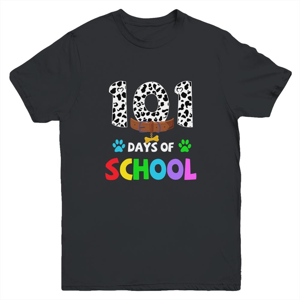Dalmation Dog 101 Days Of School Teachers Kids Gift Youth-Youth Shirt-Youth T-Shirt-Black