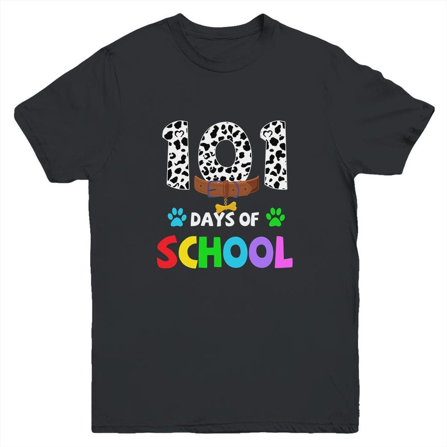 Dalmation Dog 101 Days Of School Teachers Kids Gift Youth-Youth Shirt-Youth T-Shirt-Black