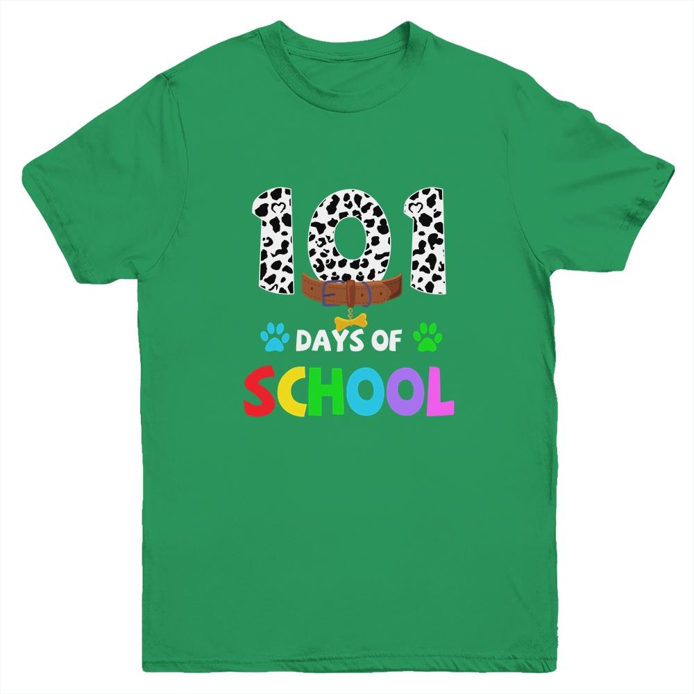 Dalmation Dog 101 Days Of School Teachers Kids Gift Youth-Youth Shirt-Youth T-Shirt-Irish Green