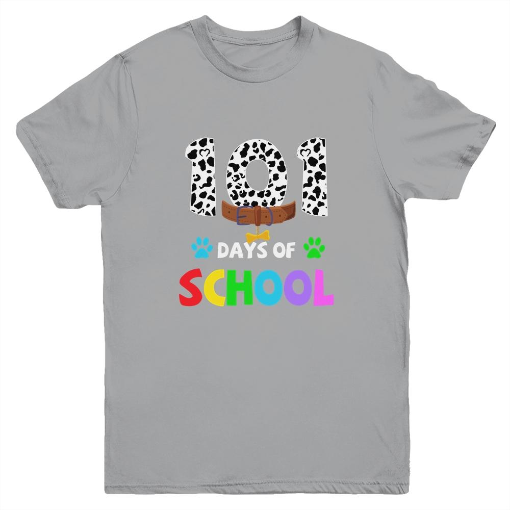 Dalmation Dog 101 Days Of School Teachers Kids Gift Youth-Youth Shirt-Youth T-Shirt-Sport Grey