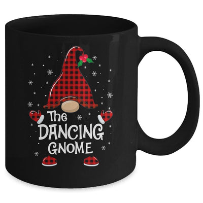 Dancing Gnome Buffalo Plaid Matching Christmas Pajama Gift Mug-Coffee Mug-Mug-Black