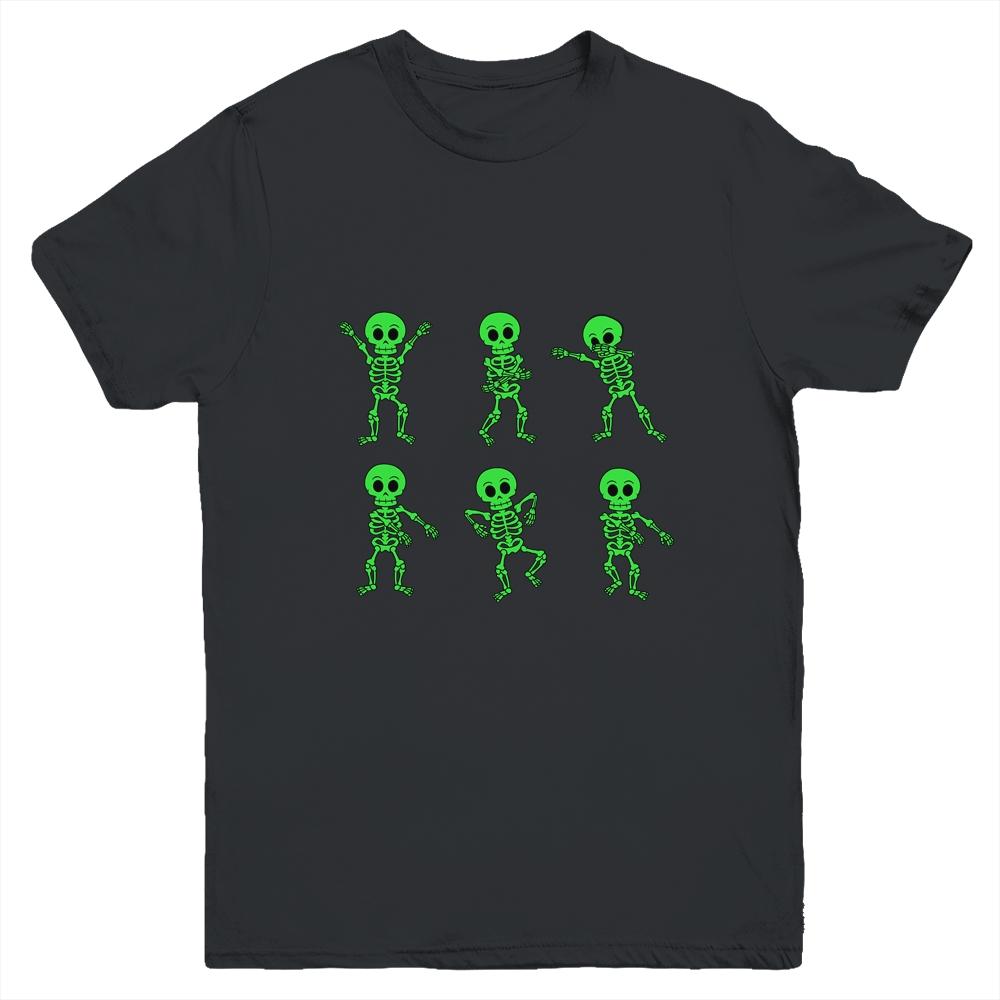 Dancing Skeletons Dance Challenge Boys Girl Kids Halloween Youth-Youth Shirt-Youth T-Shirt-Black