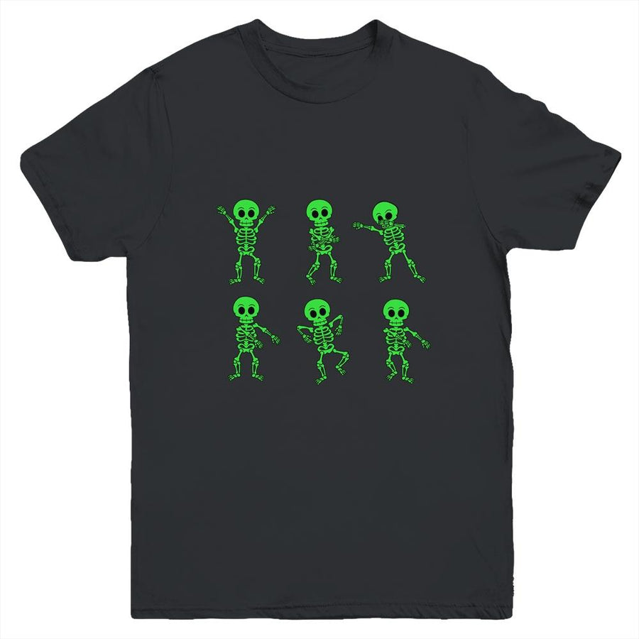 Dancing Skeletons Dance Challenge Boys Girl Kids Halloween Youth-Youth Shirt-Youth T-Shirt-Black
