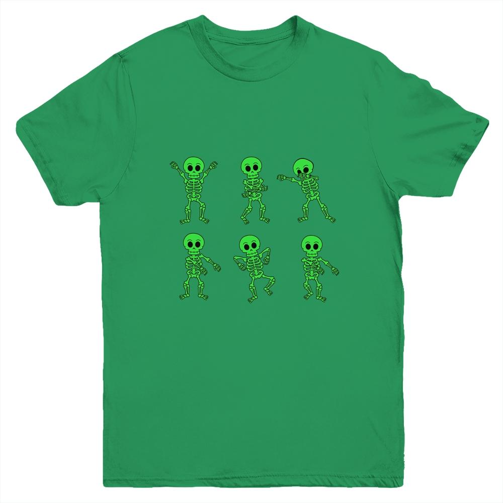 Dancing Skeletons Dance Challenge Boys Girl Kids Halloween Youth-Youth Shirt-Youth T-Shirt-Irish Green