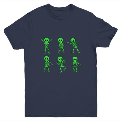 Dancing Skeletons Dance Challenge Boys Girl Kids Halloween Youth-Youth Shirt-Youth T-Shirt-Navy