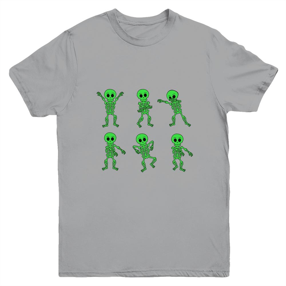 Dancing Skeletons Dance Challenge Boys Girl Kids Halloween Youth-Youth Shirt-Youth T-Shirt-Sport Grey