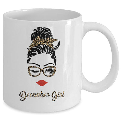 December Girl Woman Lips Eyes Lady Leopard Birthday Gift Mug-Coffee Mug-Mug-White