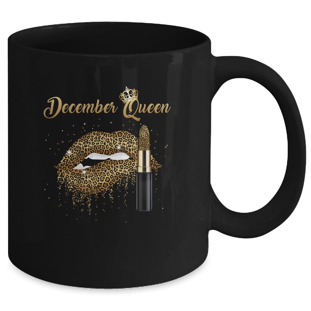December Queen Girl Leopard Birthday Lips Lipstick Sexy Lip Mug-Coffee Mug-