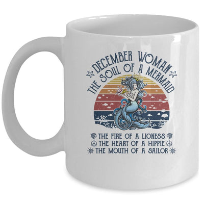 December Woman The Soul Of A Mermaid Vintage Birthday Gift Mug-Coffee Mug-Mug-White