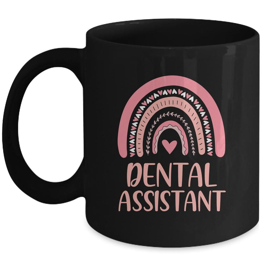 Dental Assistant Cute Pink Rainbow Nurse Day Mug-Coffee Mug-Mug-Black