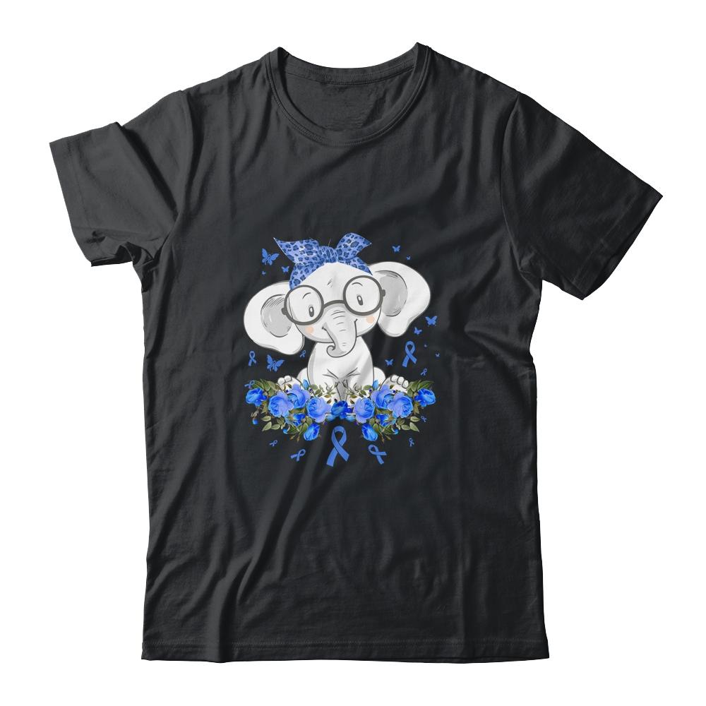 Diabetes Awareness Elephant Flowers Blue Ribbon Gift-T-Shirt & Hoodie-Classic T-Shirt-Black