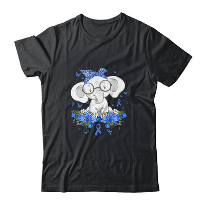 Diabetes Awareness Elephant Flowers Blue Ribbon Gift-T-Shirt & Hoodie-Classic T-Shirt-Black