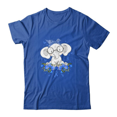 Diabetes Awareness Elephant Flowers Blue Ribbon Gift-T-Shirt & Hoodie-Classic T-Shirt-Royal