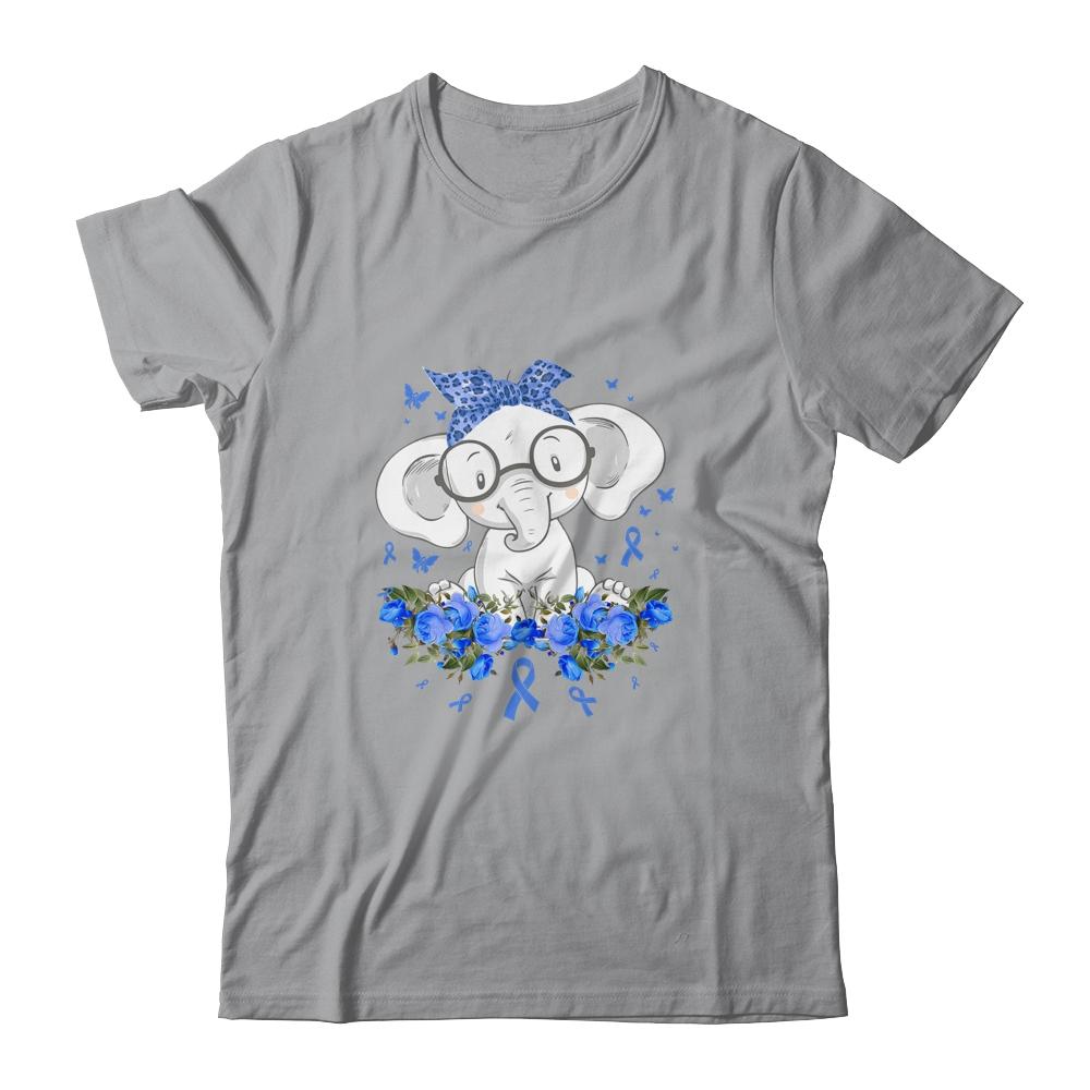 Diabetes Awareness Elephant Flowers Blue Ribbon Gift-T-Shirt & Hoodie-Classic T-Shirt-Sport Grey